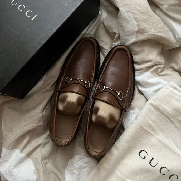 Gucci | Shoes | Gucci Mocassino Pelle Mors Loafers Brown Womens 75
